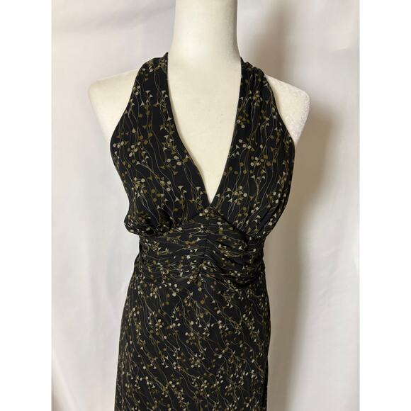 Jonathan Martin Black Floral Chiffon Halter Dress Sz - Picture 6 of 7